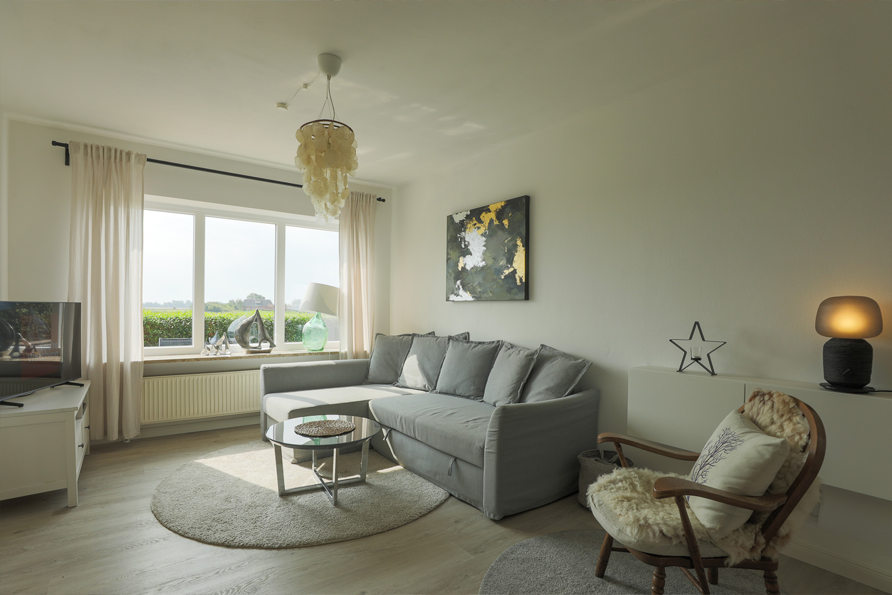 Einblick in den Wohnraum des Ferienhaus "Weites Land" auf Pellworm